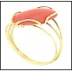 Elegante anello in oro giallo con corallo rosso mediterraneo