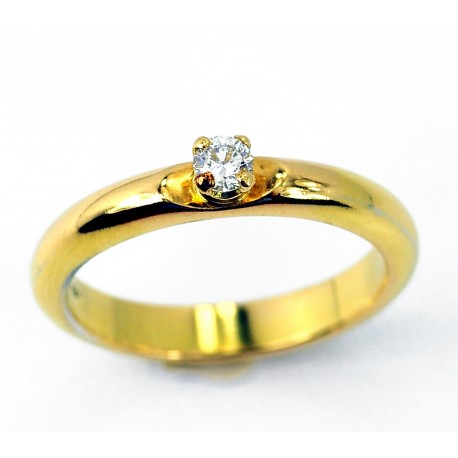 Elegante  Solitario Francesina in oro giallo diamante  da 0,15ct