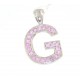 Raffinata lettera "G" ciondolo in oro bianco con zaffiri rosa