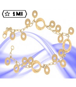 Elegante bracciale in oro giallo con ovali e anelli pendenti