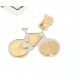 Grazioso ciondolo bicicletta in oro giallo contornata in oro bianco