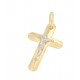 Raffinata croce in oro giallo liscio e satinato gesù in oro bianco