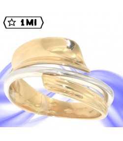 Affascinante anello varie ondulature in oro giallo e oro bianco
