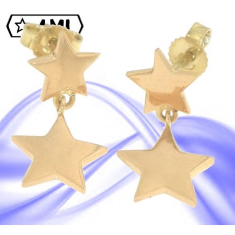 Graziosi orecchini due stelle in oro giallo