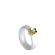 anello in ceramica con maglia placato oro giallo e pietre