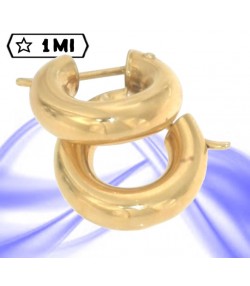 eleganti orecchini a cerchio  tubolare in oro giallo