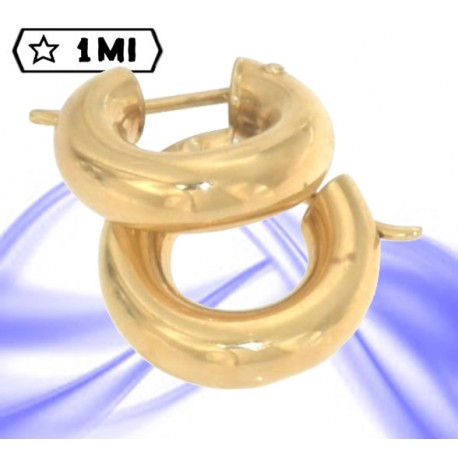 eleganti orecchini a cerchio  tubolare in oro giallo