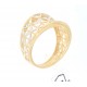 bellissimo anello trafori in oro giallo e fiori in oro bianco