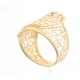 splendido anello in filigrana in oro giallo e fiori in oro bianco