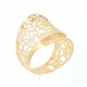 splendido anello in filigrana in oro giallo e fiori in oro bianco